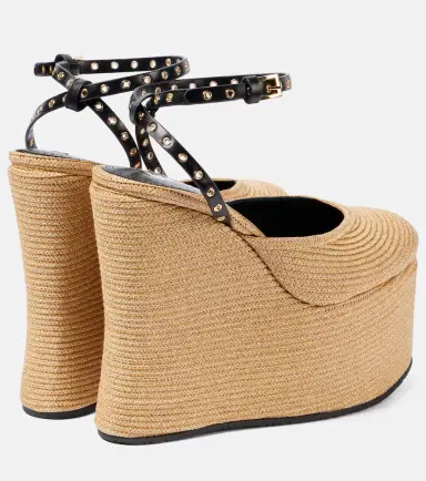 Alaïa Alaïa LA leather-trimmed paper straw wedges | Thumbnail 2 Alaïa Alaïa LA leather-trimmed paper straw wedges | Thumbnail 2