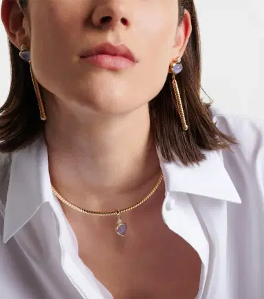 Marina B Trisolina 18kt gold pendant necklace with chalcedony and diamonds | Thumbnail 3