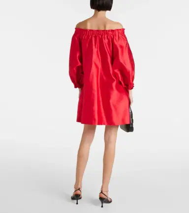 Max Mara Lepre off-shoulder silk and cotton minidress | Thumbnail 2