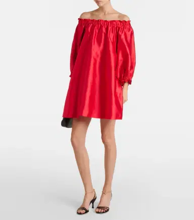 Max Mara Lepre off-shoulder silk and cotton minidress | Thumbnail 3