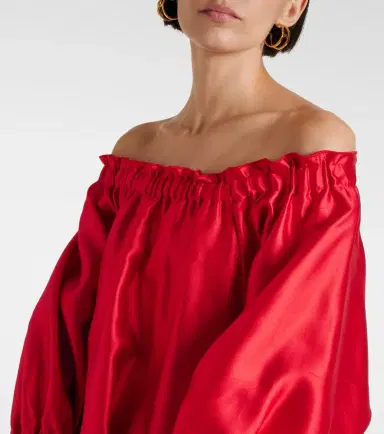 Max Mara Lepre off-shoulder silk and cotton minidress | Thumbnail 4