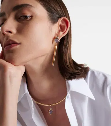 Marina B Trisolina 18kt gold drop earrings with chalcedony and diamonds | Thumbnail 2 Marina B Trisolina 18kt gold drop earrings with chalcedony and diamonds | Thumbnail 2