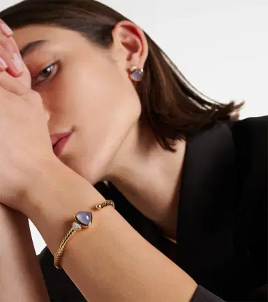 Marina B Trisolina Bypass 18kt gold cuff bracelet with chalcedony and diamonds | Thumbnail 2 Marina B Trisolina Bypass 18kt gold cuff bracelet with chalcedony and diamonds | Thumbnail 2