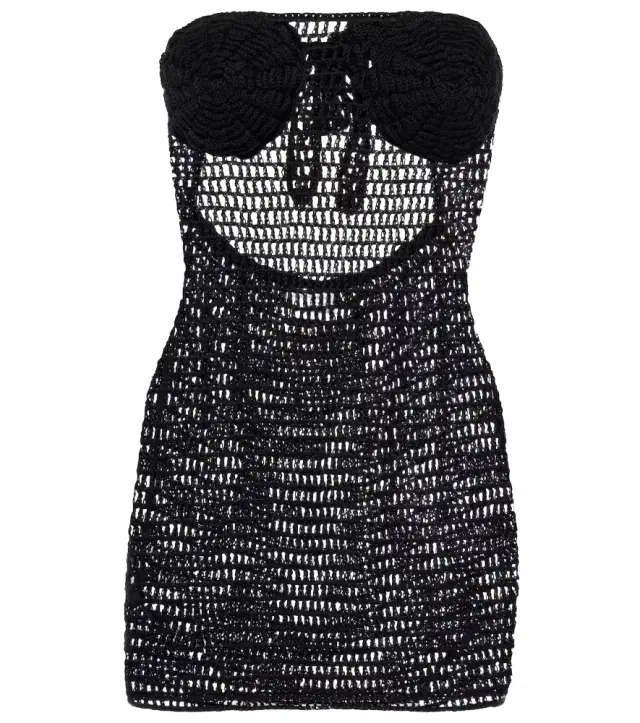 Anna Kosturova Camellia cotton crochet minidress