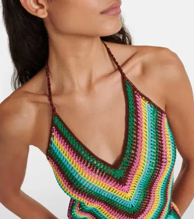 Anna Kosturova Striped crochet cotton minidress | Thumbnail 4