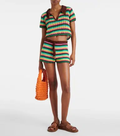 Anna Kosturova Striped crochet cotton shorts | Thumbnail 2
