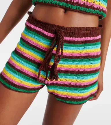 Anna Kosturova Striped crochet cotton shorts | Thumbnail 4