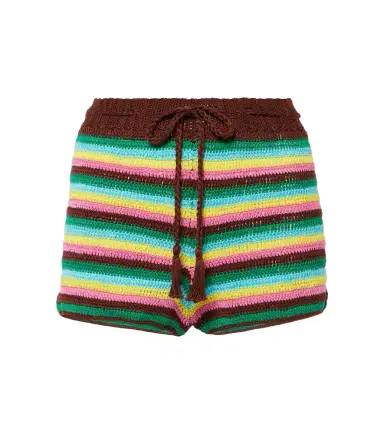 Anna Kosturova Striped crochet cotton shorts | Thumbnail 1