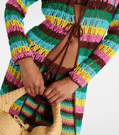 Anna Kosturova Striped crochet cotton beach cover-up | Thumbnail 2