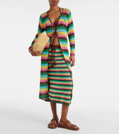 Anna Kosturova Striped crochet cotton beach cover-up | Thumbnail 3