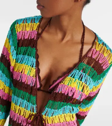 Anna Kosturova Striped crochet cotton beach cover-up | Thumbnail 4