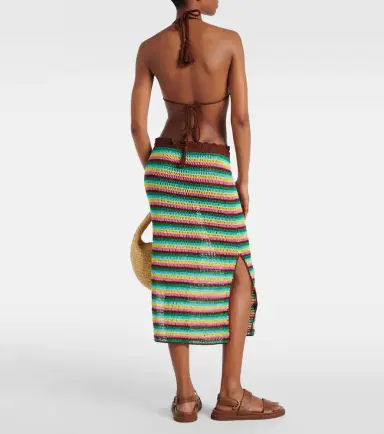 Anna Kosturova Striped crochet cotton midi skirt | Thumbnail 2