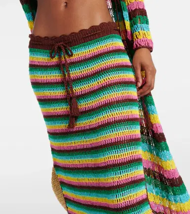 Anna Kosturova Striped crochet cotton midi skirt | Thumbnail 3