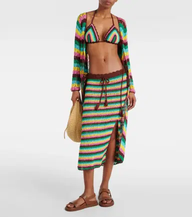 Anna Kosturova Striped crochet cotton midi skirt | Thumbnail 4