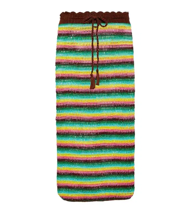 Anna Kosturova Striped crochet cotton midi skirt