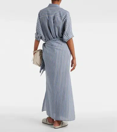 Brunello Cucinelli Striped cotton and silk wrap skirt | Thumbnail 2