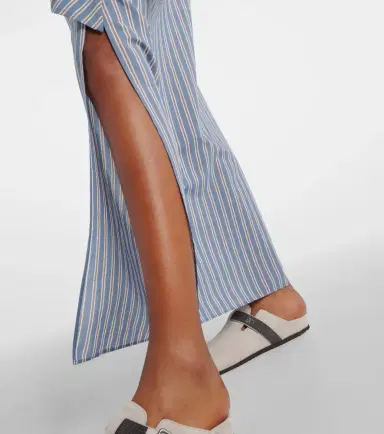 Brunello Cucinelli Striped cotton and silk wrap skirt | Thumbnail 3