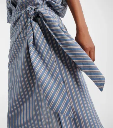 Brunello Cucinelli Striped cotton and silk wrap skirt | Thumbnail 4