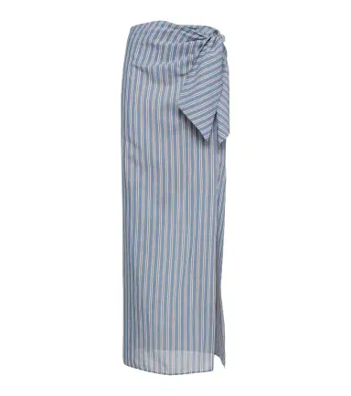 Brunello Cucinelli Striped cotton and silk wrap skirt | Thumbnail 1