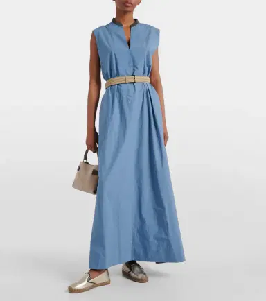 Brunello Cucinelli Embellished cotton poplin maxi dress | Thumbnail 4