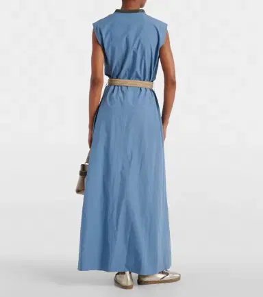Brunello Cucinelli Embellished cotton poplin maxi dress | Thumbnail 5
