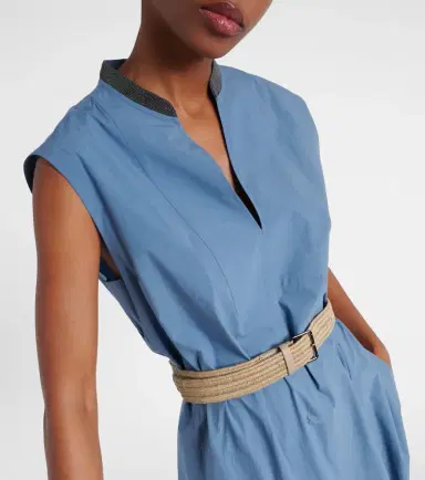 Brunello Cucinelli Embellished cotton poplin maxi dress | Thumbnail 6