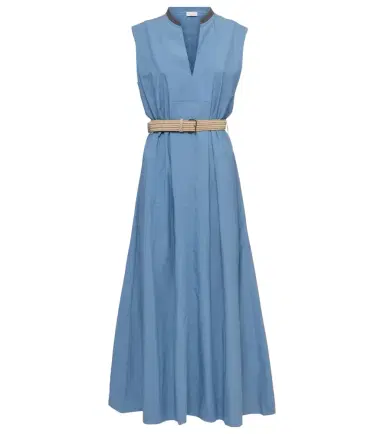 Brunello Cucinelli Embellished cotton poplin maxi dress | Thumbnail 1