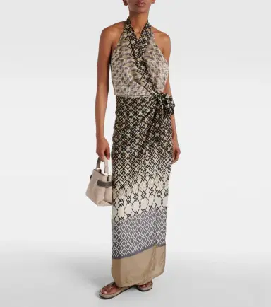 Brunello Cucinelli Printed halterneck silk maxi dress | Thumbnail 2