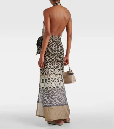 Brunello Cucinelli Printed halterneck silk maxi dress | Thumbnail 3