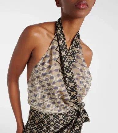 Brunello Cucinelli Printed halterneck silk maxi dress | Thumbnail 6