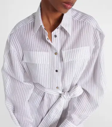 Brunello Cucinelli Striped cotton and silk-blend shirt dress | Thumbnail 3