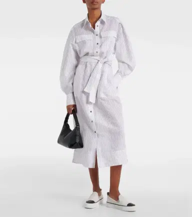 Brunello Cucinelli Striped cotton and silk-blend shirt dress | Thumbnail 4