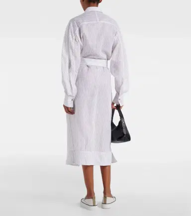 Brunello Cucinelli Striped cotton and silk-blend shirt dress | Thumbnail 6