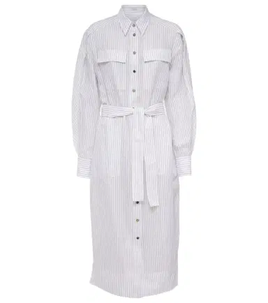 Brunello Cucinelli Striped cotton and silk-blend shirt dress | Thumbnail 1