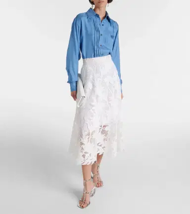 Oscar de la Renta Floral guipure lace midi skirt | Thumbnail 2