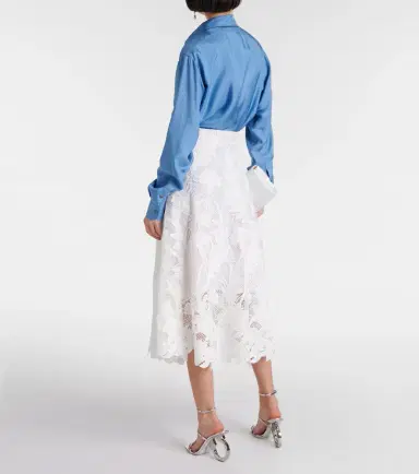 Oscar de la Renta Floral guipure lace midi skirt | Thumbnail 3