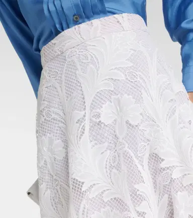 Oscar de la Renta Floral guipure lace midi skirt | Thumbnail 4