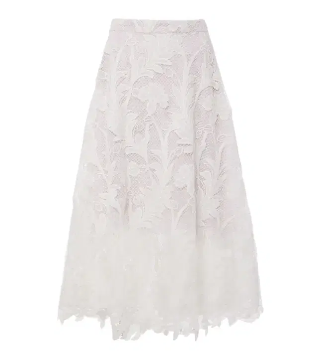 Oscar de la Renta Floral guipure lace midi skirt