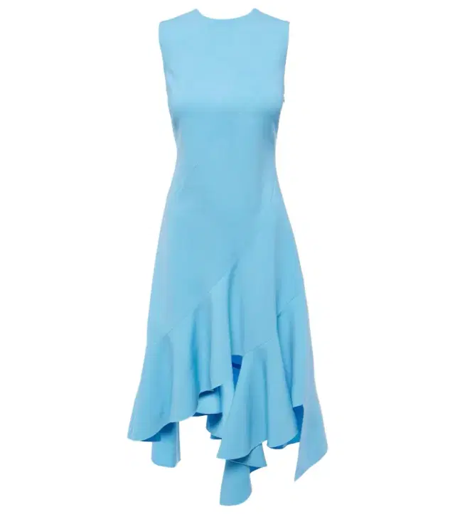 Oscar de la Renta Asymmetrical wool-blend midi dress