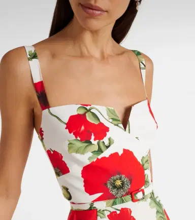 Oscar de la Renta Floral tiered cotton-blend poplin maxi dress | Thumbnail 4