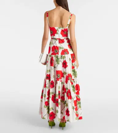 Oscar de la Renta Floral tiered cotton-blend poplin maxi dress | Thumbnail 5