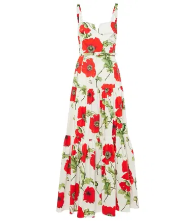 Oscar de la Renta Floral tiered cotton-blend poplin maxi dress | Thumbnail 1