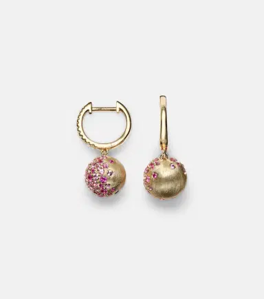 Roxanne First Bauble 14kt gold hoop earrings with diamonds and sapphires | Thumbnail 3