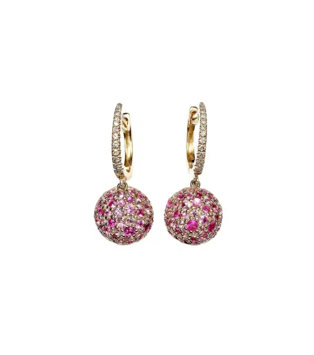Bauble 14kt gold hoop earrings with diamonds and sapphires