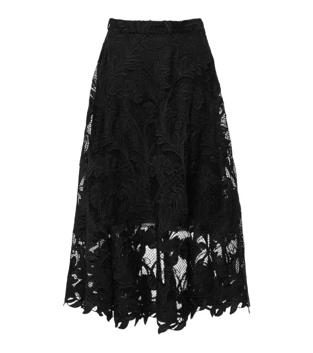 Oscar de la Renta Floral guipure lace midi skirt
