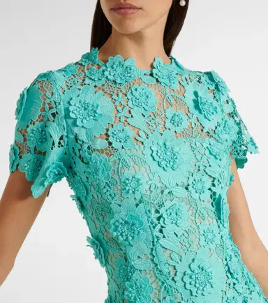 Oscar de la Renta Floral guipure lace midi dress | Thumbnail 3