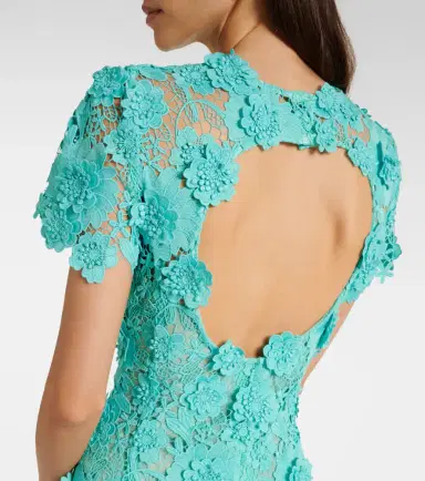 Oscar de la Renta Floral guipure lace midi dress | Thumbnail 4