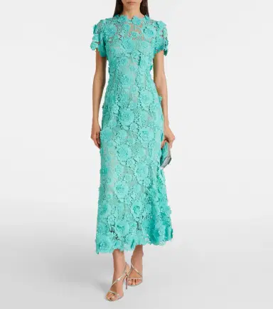 Oscar de la Renta Floral guipure lace midi dress | Thumbnail 5