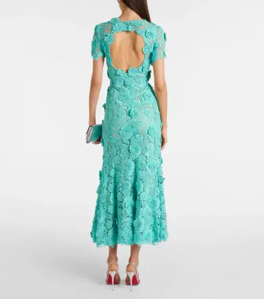 Oscar de la Renta Floral guipure lace midi dress | Thumbnail 6