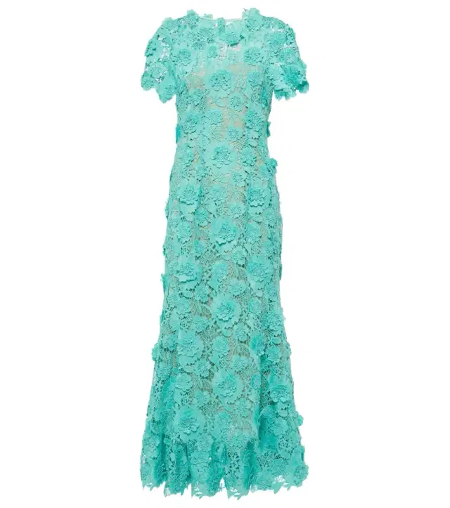 Oscar de la Renta Floral guipure lace midi dress